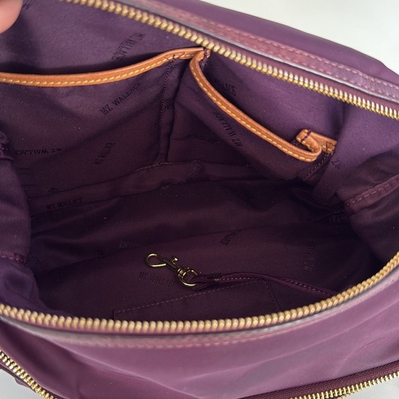 MZ Wallace Nylon Crossbody Satchel Bag 2 Strap Purple Burgundy Color Tote - Picture 8 of 15